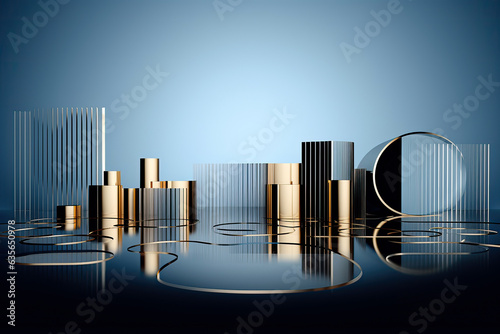 Dreidimensionaler Hintergrund aus abstrakten ovalen Formen zur Produktpräsentation mit Textfreiraum. photo