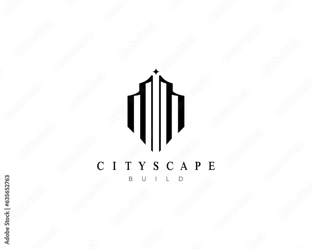 Real estate logo. Modern building, planning, structure, apartment, property, construction, architecture and residence logo design template.