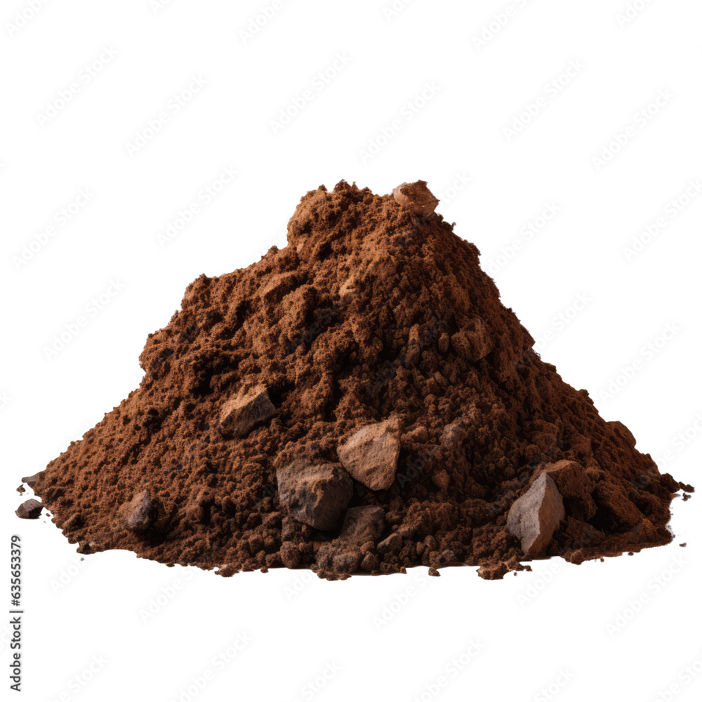 Soil pile isolated on transparent background with clipping path - obrazy, fototapety, plakaty 