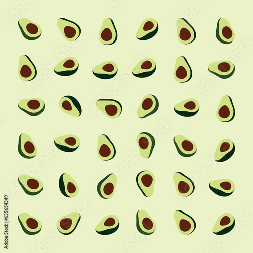 Vector icon illustration of a half of a ripe avocado pattern placed on a brown background
