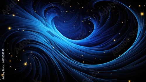 A blue swirl fractal pattern on a black bacground