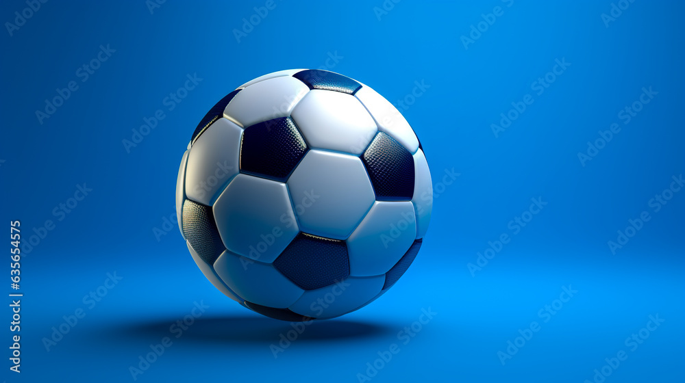 Naklejka premium Soccer Ball On Blue Background 