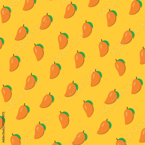 Cartoon sticker of a yellow mango pattern with a leaf
