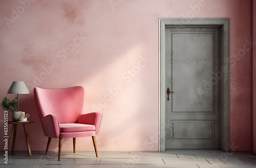 pink chair in the room