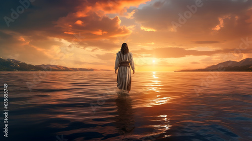 The Figure Of Jesus Walks On Water