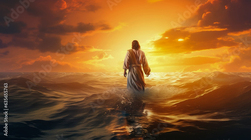 The Figure Of Jesus Walks On Water