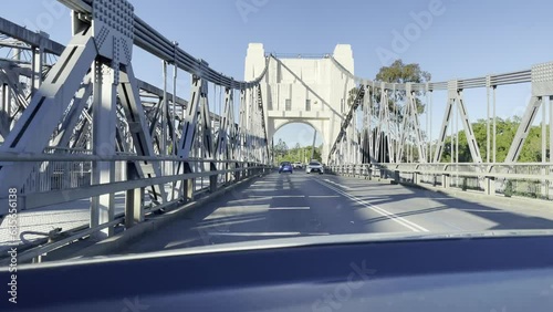 This is a video from a drivers point of view crossing a bridge.