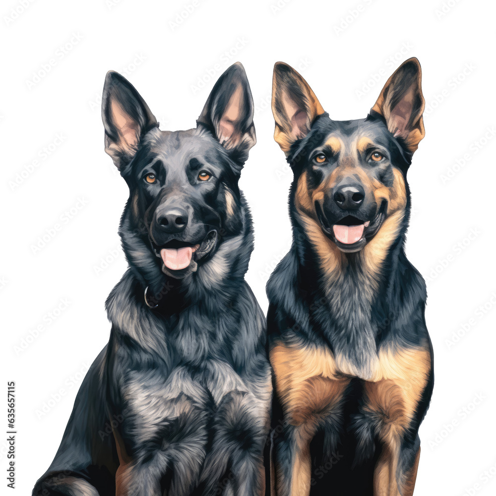 Gray German shepherd and Beauceron in front of a transparent background Gray German shepherd and Beauceron in front of a transparent background