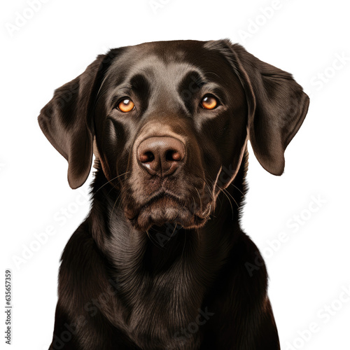 Studio photograph of a black Labrador