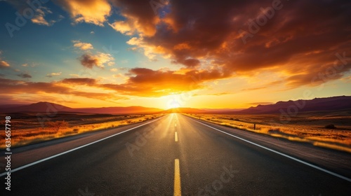 Infinite Horizons: Sunset Road Stretching Beyond. Generative AI