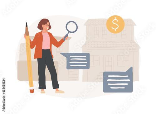 Real estate isolated concept vector illustration. Real estate agency, residential, industrial, commercial property market, investment portfolio, home ownership, property value vector concept.