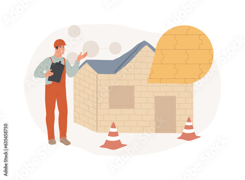 Innovative construction materials isolated concept vector illustration. Construction technology innovation, hi-tech bulding resource, smart brick, nanotechnology, light concrete vector concept.