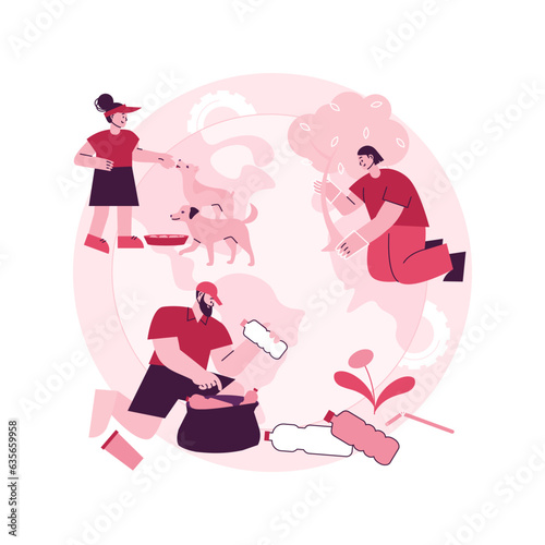 Volunteering abstract concept vector illustration. Volunteer project, community service, altruistic job activity, volunteering for animal shelter, non-profit social organization abstract metaphor.