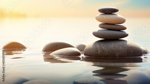 Balanced Stones  A Gravity-Defying Sculpture of Harmony. Generative AI