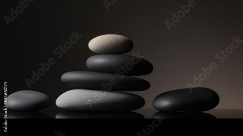 Balanced Stones  A Gravity-Defying Sculpture of Harmony. Generative AI