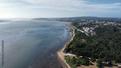 Drone shot of Foz do Arelho beach