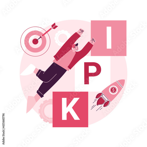 KPI abstract concept vector illustration. Key performance indicator, success measurement, company growth, business effectiveness, analytics tool, financial management, KPI abstract metaphor.