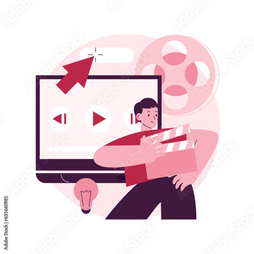 Video design abstract concept vector illustration. Video editing software, projection design course, scenic designer service, professional freelance editor, post production abstract metaphor.