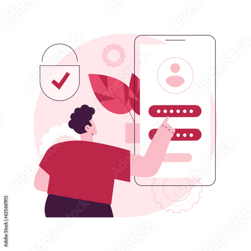Sign in page abstract concept vector illustration. Enter application, mobile screen, user login form, website page interface, UI, new profile registration, email account abstract metaphor.