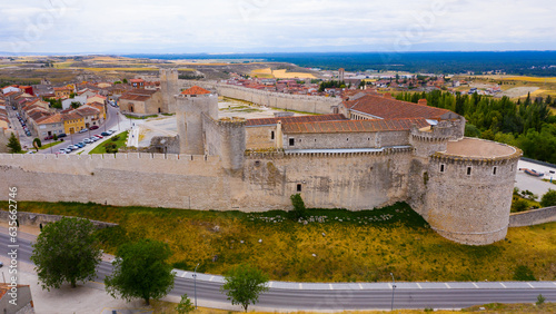 Aerial view from drone of Cuellar Castle in Segovia Province, Leon, Spain photo