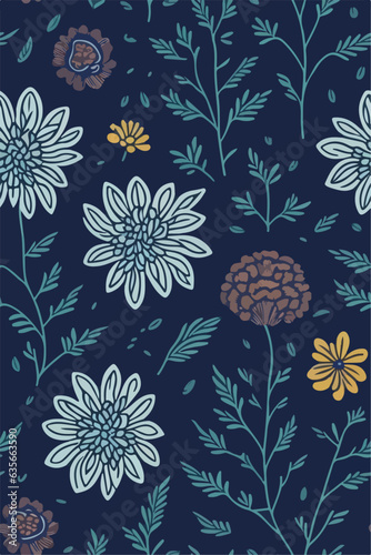 Chrysanthemums Impression, An Evocative Floral Pattern Illustration