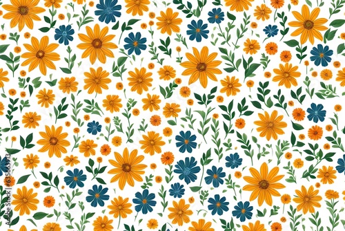 Retro seamless pattern with flowers