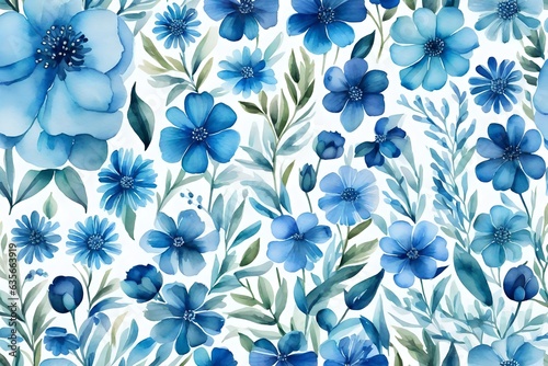 Vintage Watercolor Blue Flowers. can be used for wallpaper pattern fills web page background surface textures 