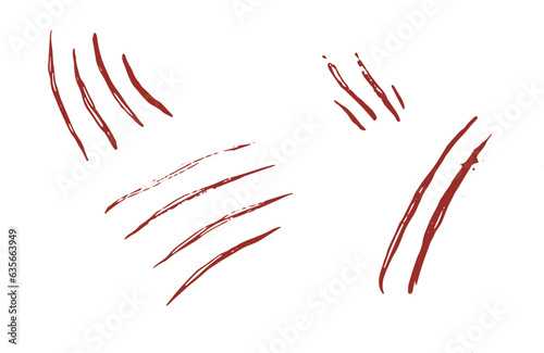 Vector claw marks of pet cat paws. A scratching mark from four claws. Design concept for the design of a poster, banner. Flat illustration.