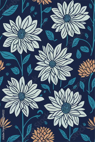 Chrysanthemums Elegance, Illustrating a Floral Pattern Design
