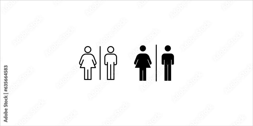 Girls and boys restroom sign. men and women restroom icon set. toilet icon sign symbol. vector illustration.