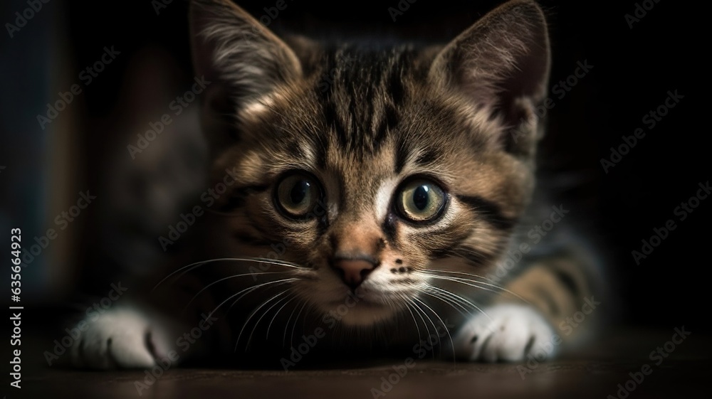 Adorable Kitten's Playful Encounter with a Toy Mouse, A Scene of Cuddly Charm Adorable Kitten's Playful Encounter with a Toy Mouse, A Scene of Cuddly Charm