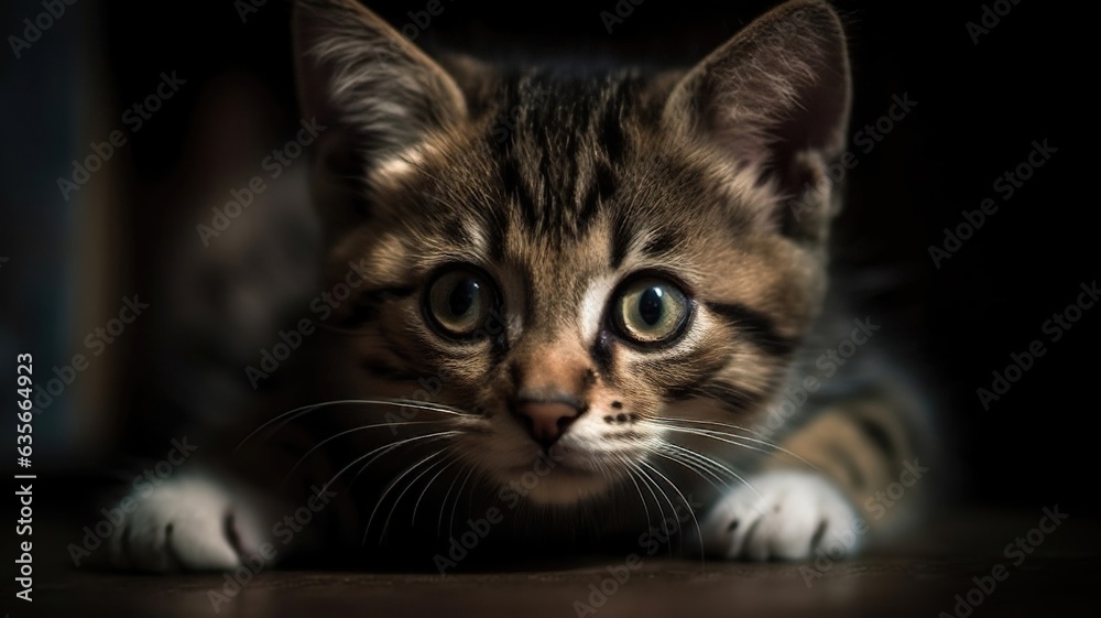 Adorable Kitten's Playful Encounter with a Toy Mouse, A Scene of Cuddly Charm