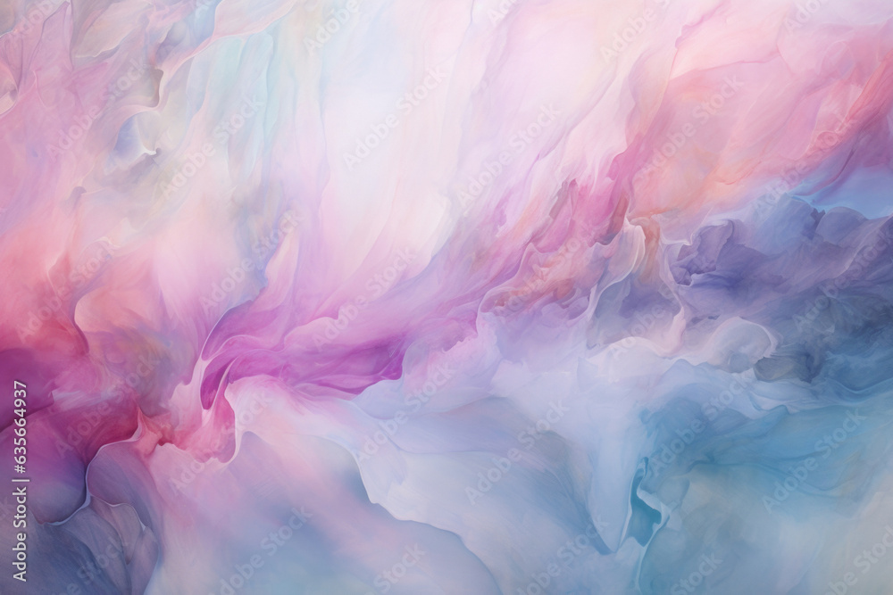 Aesthetic Watercolor Dreams Texture. Soft Pastel Colors, Abstract Painterly Design, Artistic Background, Blue, Purple, Pink Waves. Generative AI.