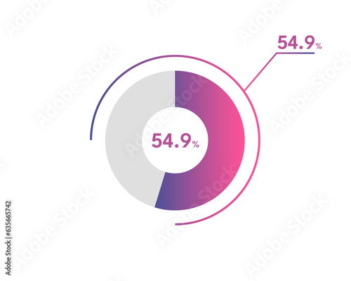 54.9 Percentage circle diagrams Infographics vector, circle diagram business illustration, Designing the 54.9% Segment in the Pie Chart.