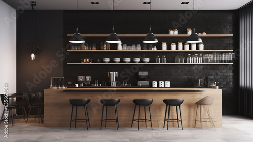 Modern aesthethic clean minimal coffee bar interior
