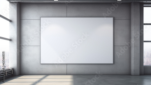 Blank billboard inside business office, mock up display for advertising and promotion of products and services