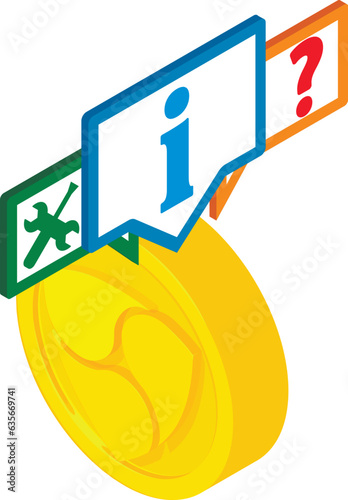 Nem cryptocurrency icon isometric vector. Nem coin and technical support sign. Digital money, cryptocurrency concept