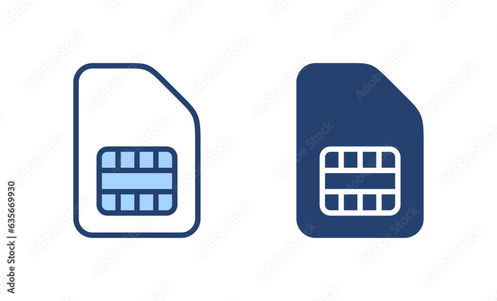 Sim card icon vector. dual sim card sign and symbol Sim card icon vector. dual sim card sign and symbol