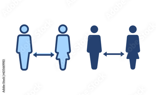 Social distancing vector. social distance sign and symbol. self quarantine sign