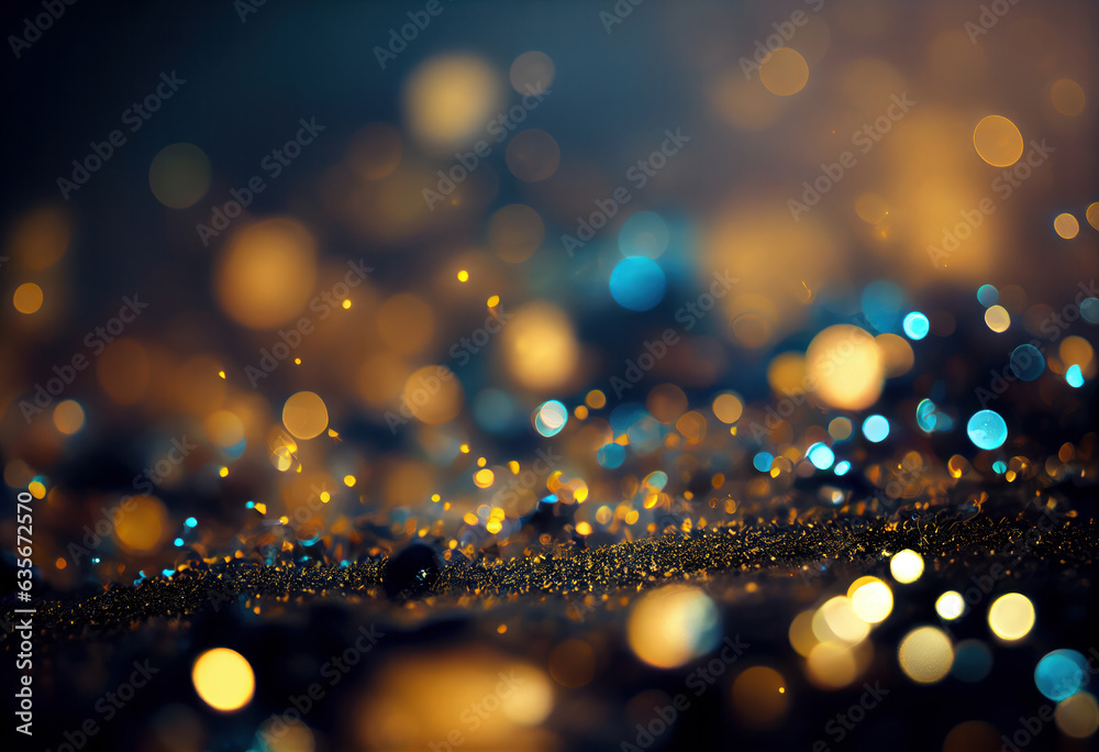 A festive glitter lights grunge background, with shimmering golden and silver bokeh lights and a sparkling design. Perfect for holiday parties and celebrations. AI Generative.