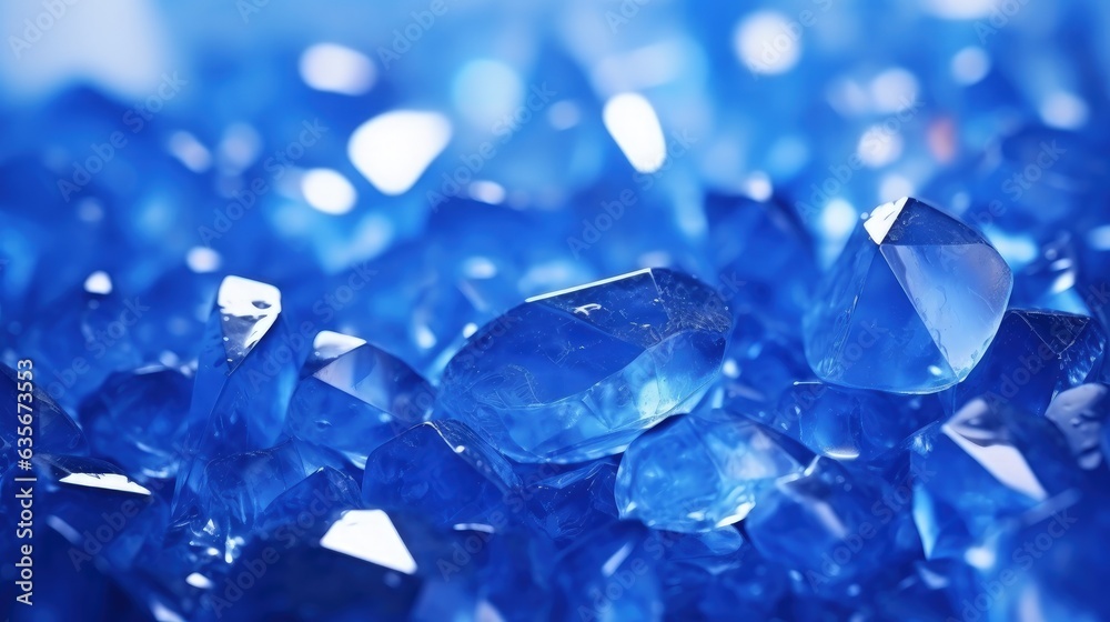 Background with blue crystals, gemstones. Generative AI