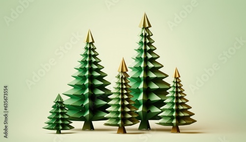 Paper cut style christmas decorative background, holiday and celebration concept. Generative AI