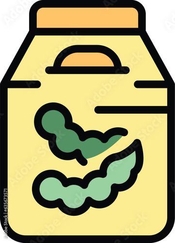 Soy drink pack icon outline vector. Vegetable milk. Vegan food color flat
