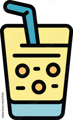 Milk drink cocktail icon outline vector. Soy food. Vegan product color flat