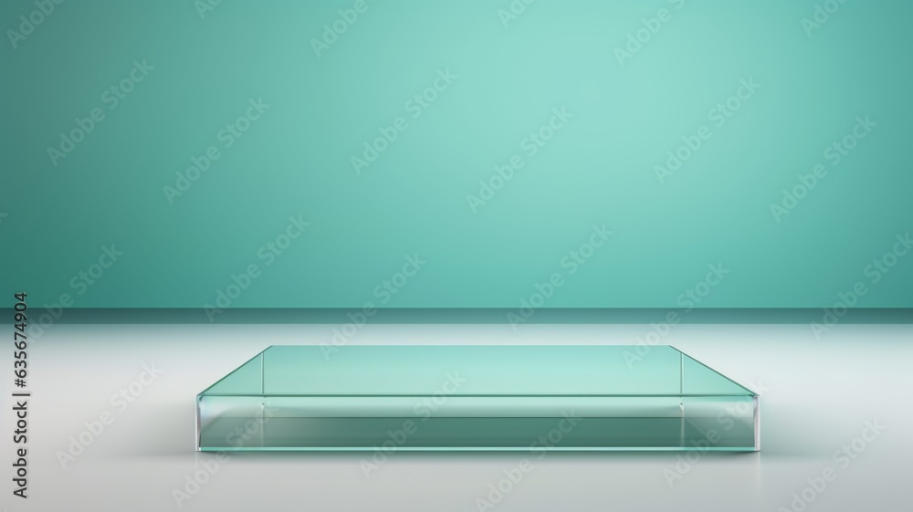 Glass Abstract Minimalistic Product Podium. The Scene for Product Presentation. 3D Room with Geometric Platform Stage Pedestal. Ai Generated Podium Mockup for a Product advertisement. Glass Abstract Minimalistic Product Podium. The Scene for Product Presentation. 3D Room with Geometric Platform Stage Pedestal. Ai Generated Podium Mockup for a Product advertisement.
