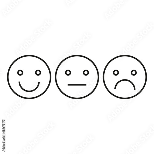 Emoji icon set of satisfaction level. Simple feedback in form of emotions. Vector illustration. EPS 10.