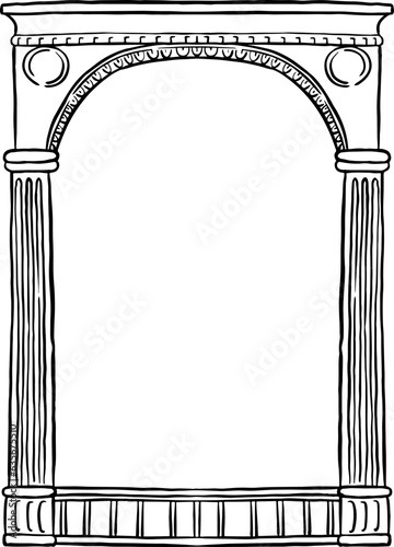 Vintage Greek line art arch.