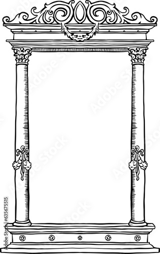 Vintage Greek line art arch.
