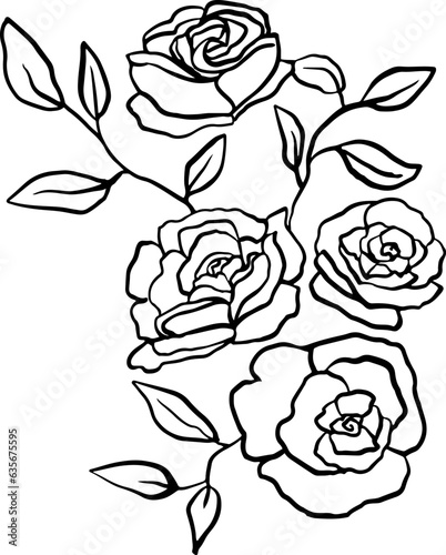 Wallpaper Mural Rose flower line art illustration. Torontodigital.ca