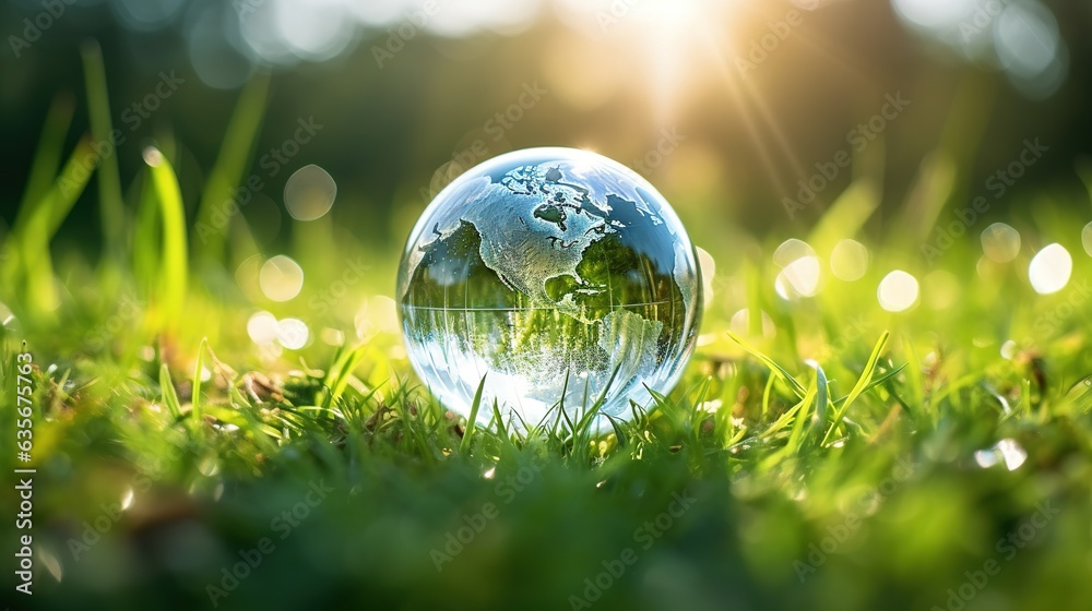 earth in green grass, ecology and development